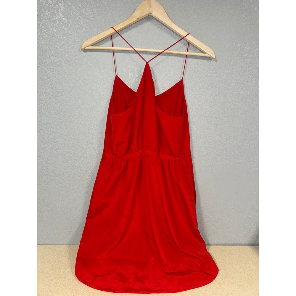 Madewell Red Silk T-Back Mini Dress with Pockets‎ Size 4 - Picture 5 of 6